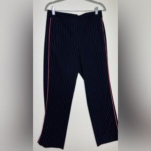 ME+EM Dark Blue Striped Pants with Red Trim